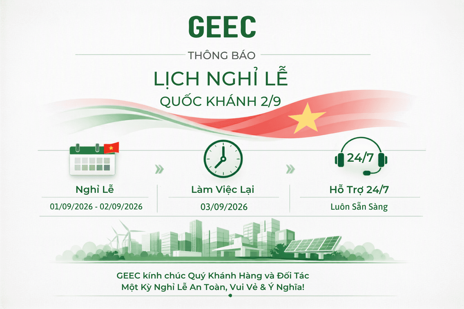 📢 Thông Báo Lịch Nghỉ Lễ Quốc Khánh 2/9